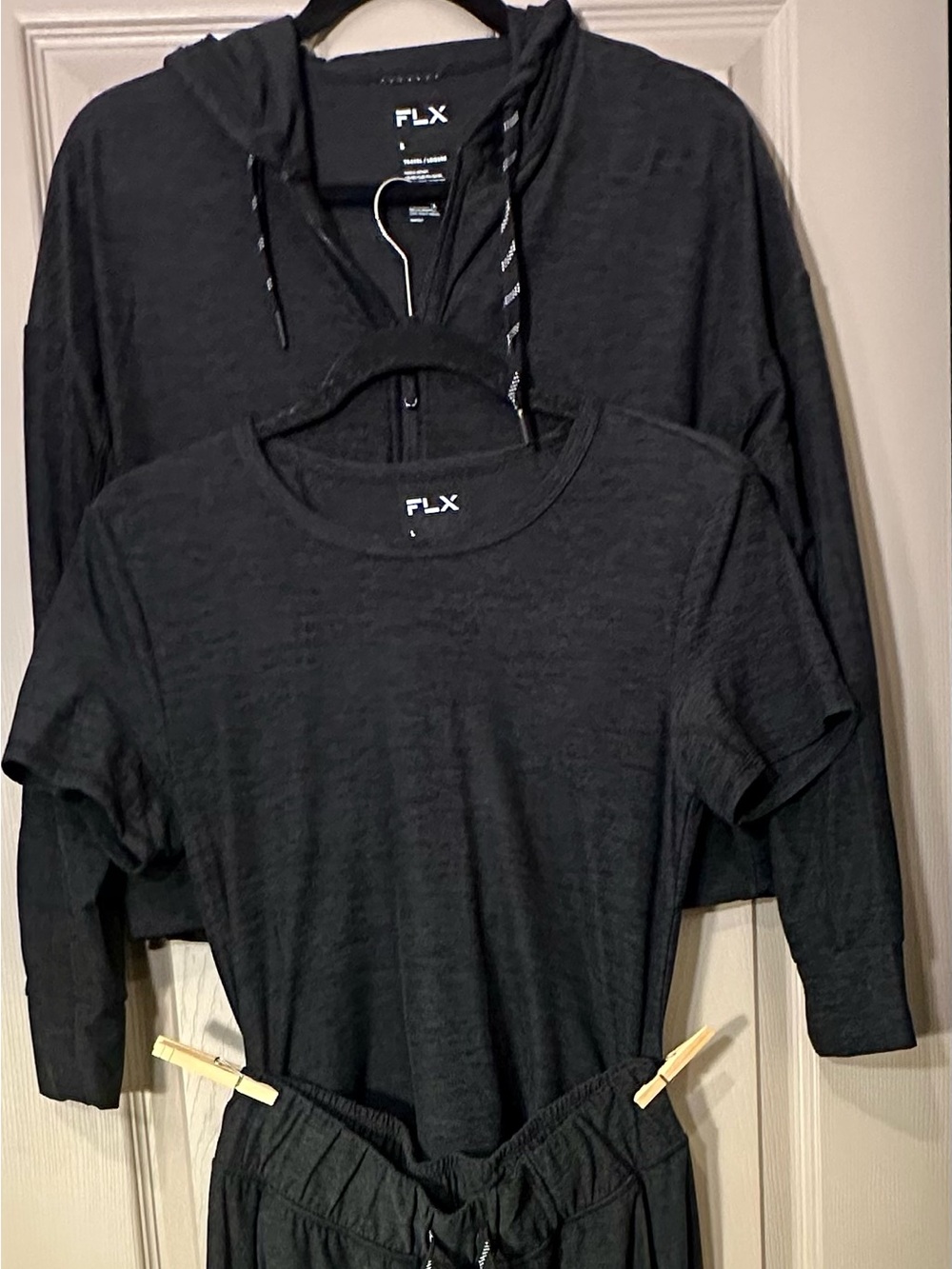 FLX 3 PC SET Black Drawstring Relaxed Fit Jogger, shirt and sweatshirt